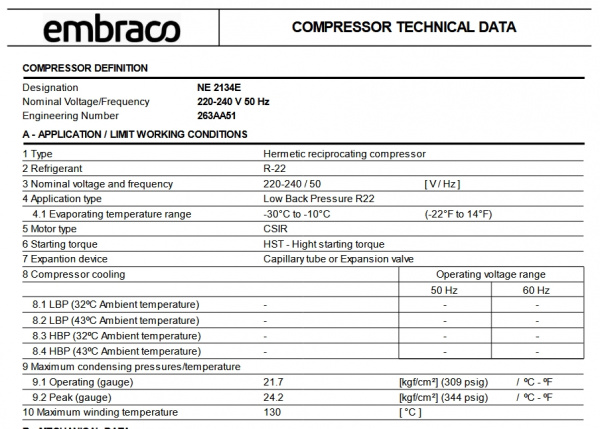 NE 2134E компрессор Embraco