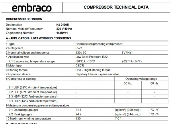 NJ 2190E компрессор Embraco